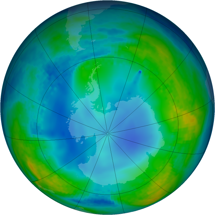 Antarctic ozone map for 26 May 2002